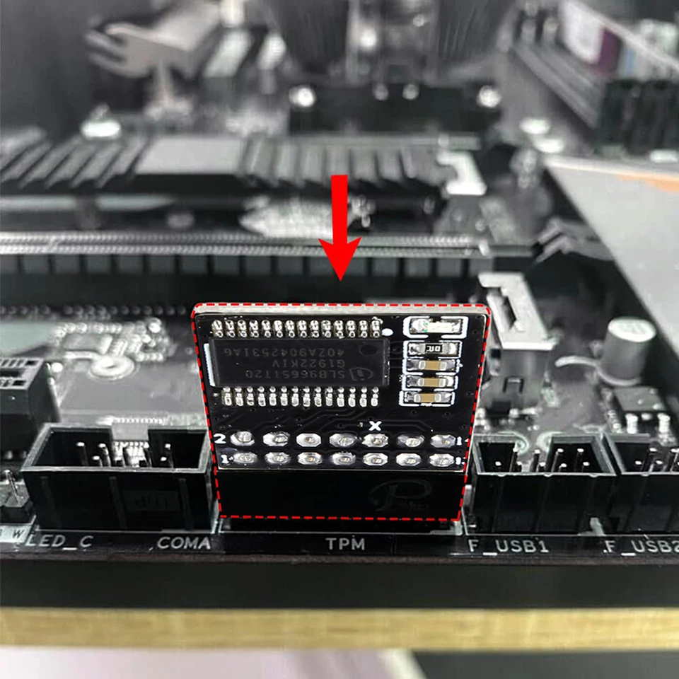 TPM 2.0-module 2x7P 14-pins voor 11-moederborden, Veilige Opslag, Breed Compatibel met DDR3-ondersteuning, Zwart