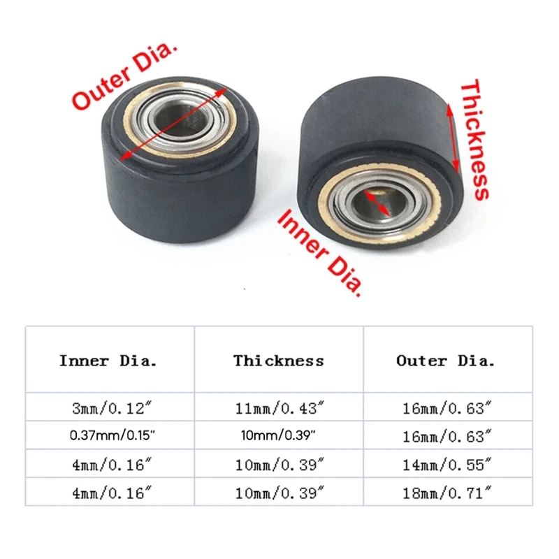 5 pièces rouleaux pinceurs pour Roland Mimaki Graphtec traceur de découpe de vinyle 3x11x16mm/4x11x16mm/4x10x14mm/4x10x18mm