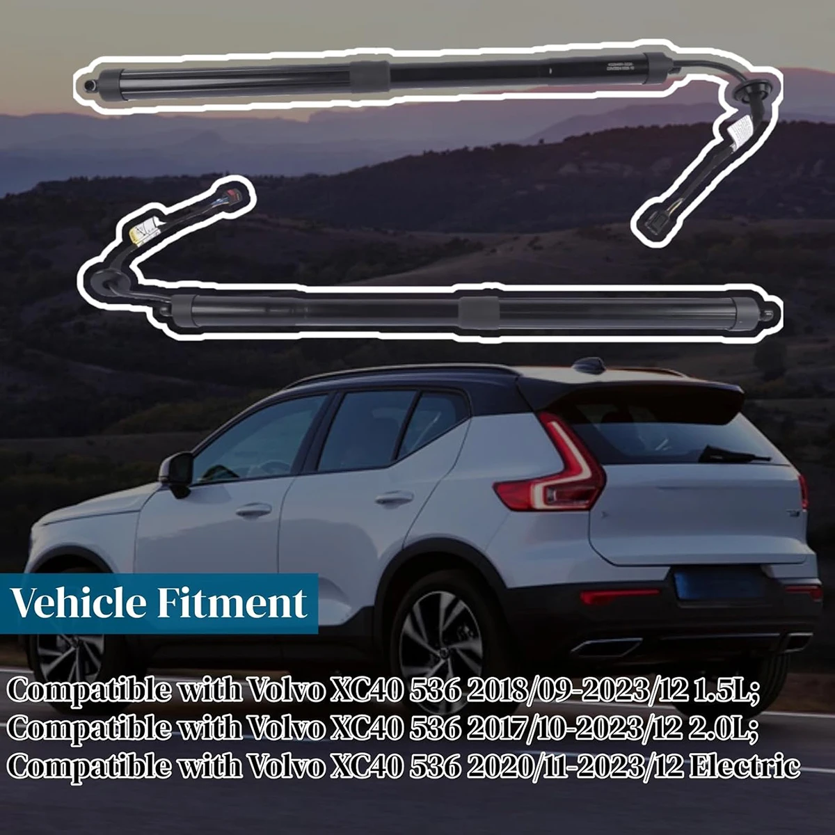 Heckklappenstütze für Volvo XC40 2018-2023 32296296 32296297 Elektrische Heckklappen-Hubstreben 32357573 32384408 – Detail 2