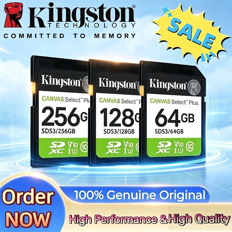 Kingston Canvas Select Plus Class10 32-256GB Portable Flash Storage Card For Camera 100% Genuine SD Card SDS2 100MB/s Read