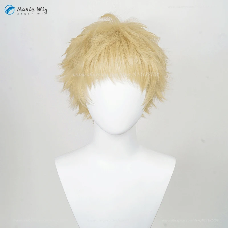 Anime Kei Tsukishima Wigs 30cm Short Light Golden Tsukishima Kei Cosplay Wigs Heat Resistant Synthetic Wigs Halloween +Wig Cap