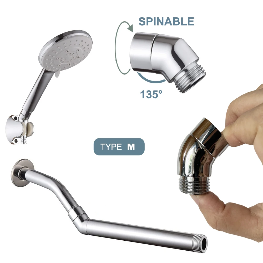 G1/2 Shower Elbow Adapter Bathroom Shower Head Arm Connector Female Male Rainfall Handheld Shower Accessory Angle 90° 135°