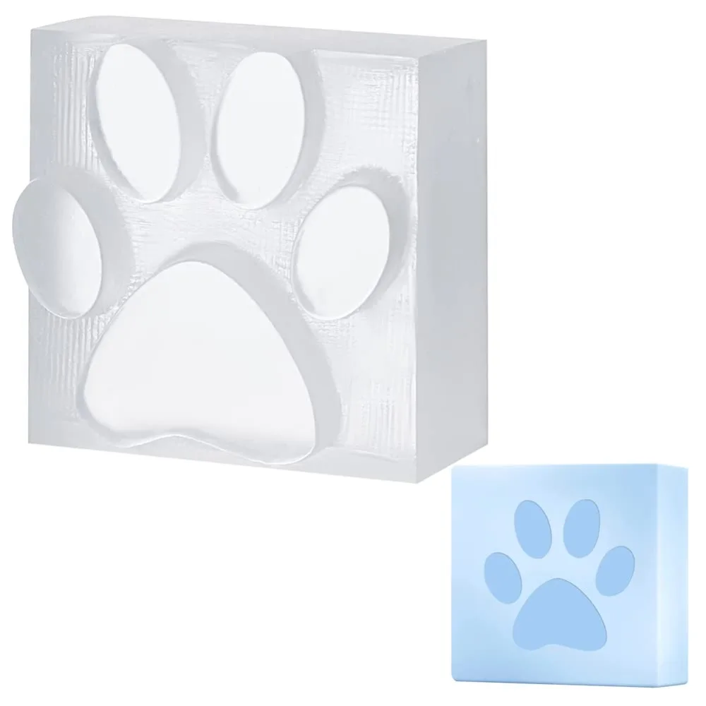 Handmade Soap Stamp Paw Print Acrylic Soap Stamp Letter Soap Chapter Embossing Stamp Mini Seal for Soap Clay Biscuits Gummies