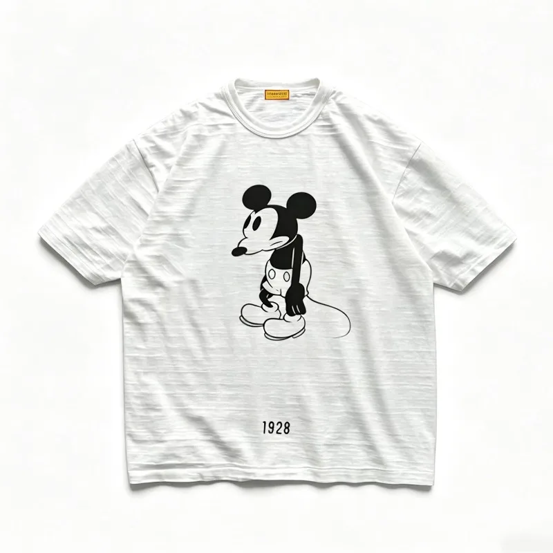 Human Made 26SS Cartoon Mickey Print T-Shirt, Kyoto Limited Crewneck Tee for Unisex