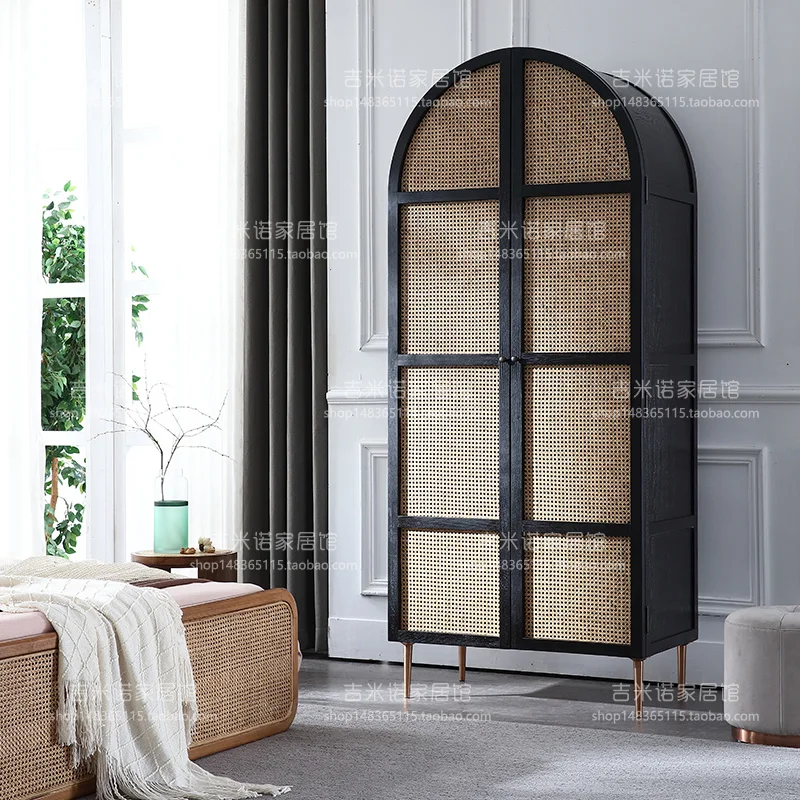 Simple Modern Rattan Double Door Locker Model Room Bedroom Customizable Storage Cabinet Complete