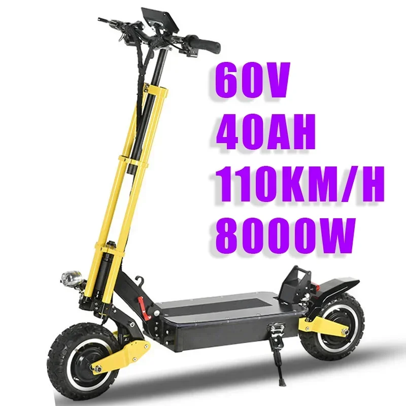 8000W dual motor adult urban folding electric scooter 60V-40AH large battery top speed 110KM/H 13-inch off-road tires