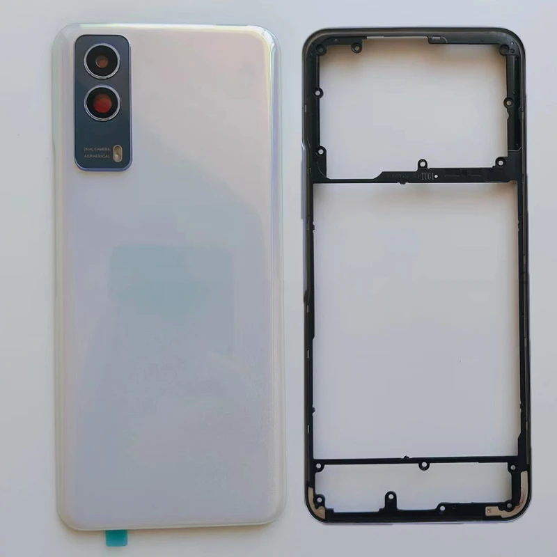 Back Cover For Vivo Y53s V2111A V2058 Battery Cover+Middle Frame Rear Door Housing Back Case with Camera lens+Side Keys