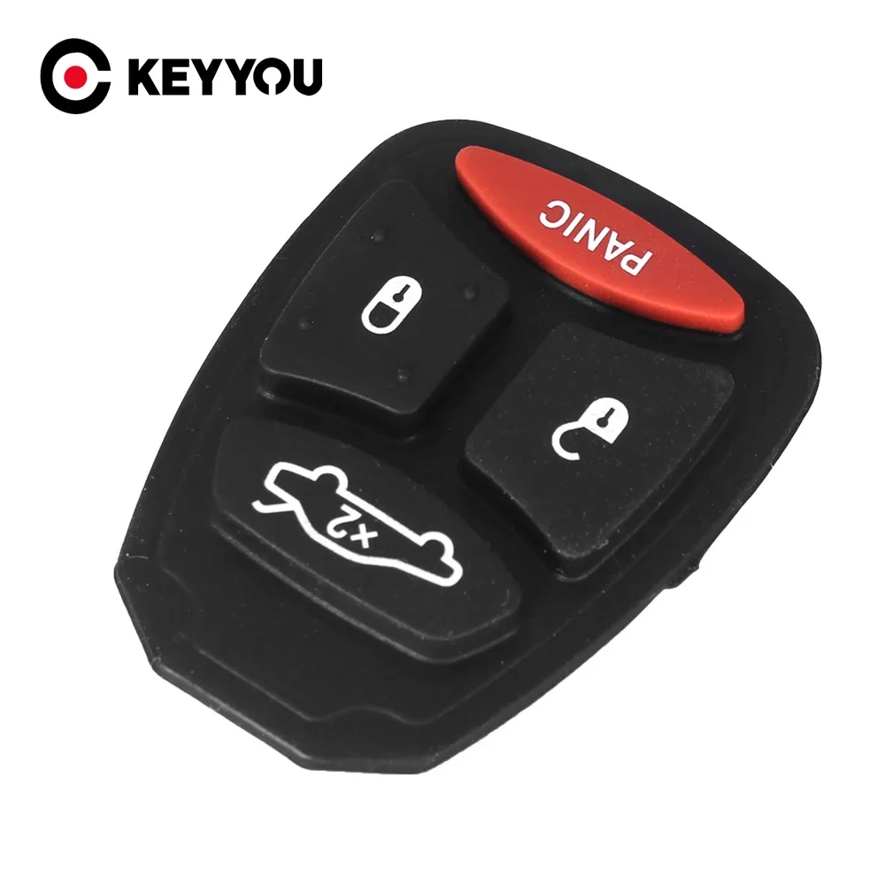 KEYYOU For Chrysler /Dodge /Jeep Remote Key Fob Replacement 4 Button Rubber Pad Repair Key Cover 3+1 Button