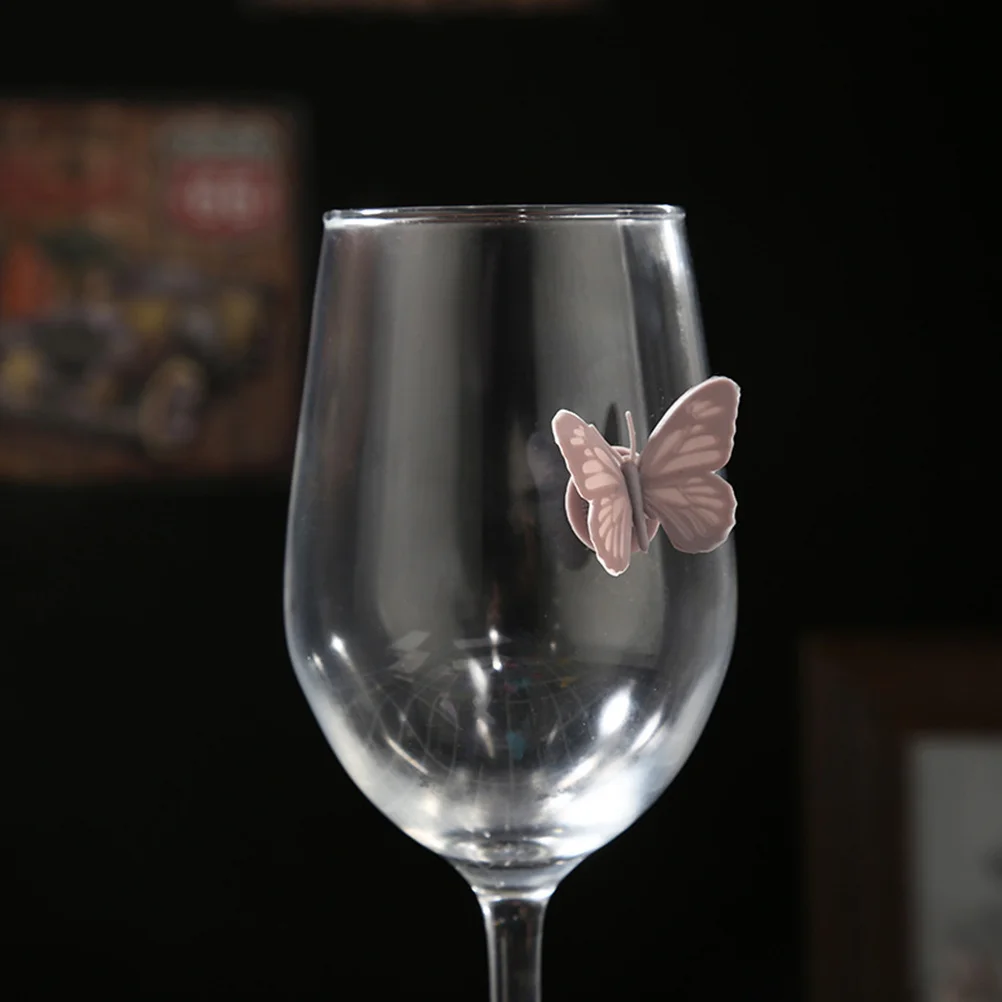 

20Pcs Butterfly Wine Glass Markers Silicone Charms Suction Cup Party Drink Identifiers Reusable Wine Cup Labels