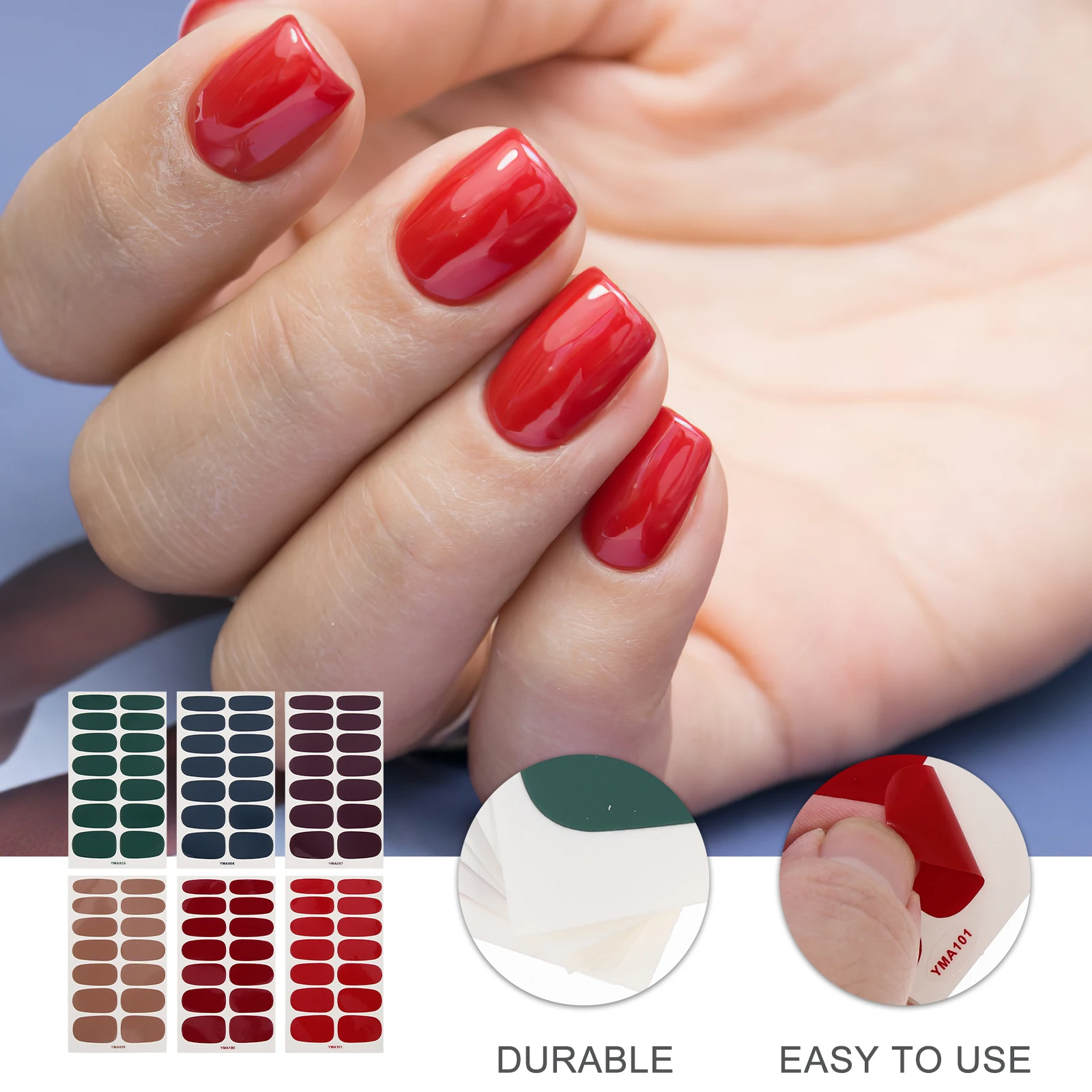 

6 Sheets PVC Nail Stickers Adhesive Press On Nails Decal Strips Manicure Professional Learner Party Travel