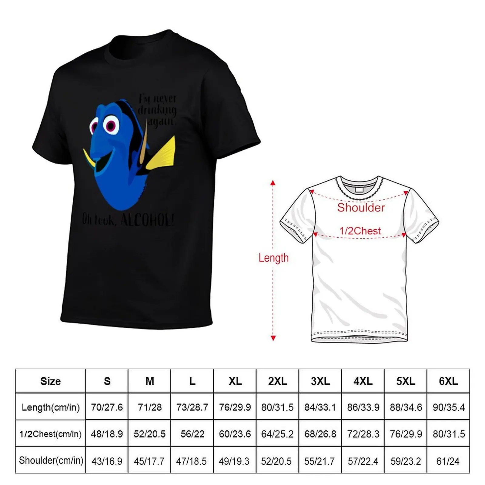 Dory I_m Never Drinking Again T-Shirt cute clothes blue lock heavyweight t shirts for men