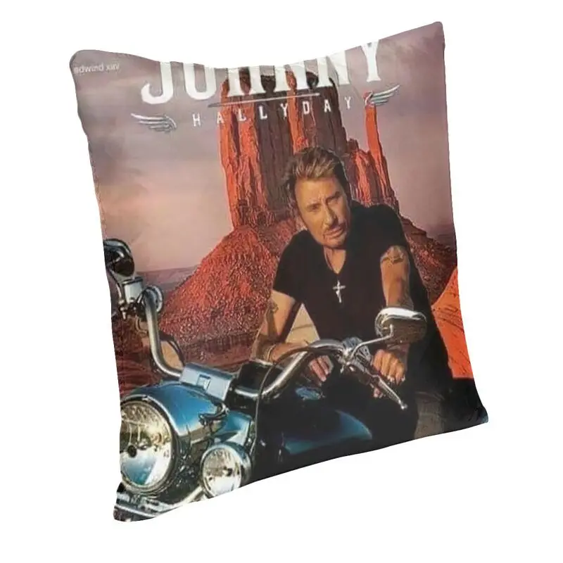 Motorcycle Johnny Hallyday Pillow Case 40x40cm Home Decorative Kawaii French Rock Singer Cushion Decoration Salon Pillowcase