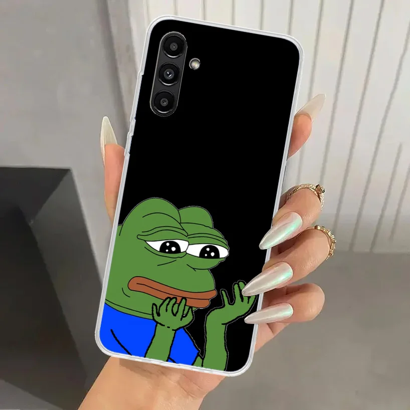 Cute Frogs Party Sad P-Pepe Phone Case for Samsung Galaxy A15 A25 A35 A55 A14 A24 A34 A13 A53 A12 A52S A23 A33 A24 A34 A03S A04S