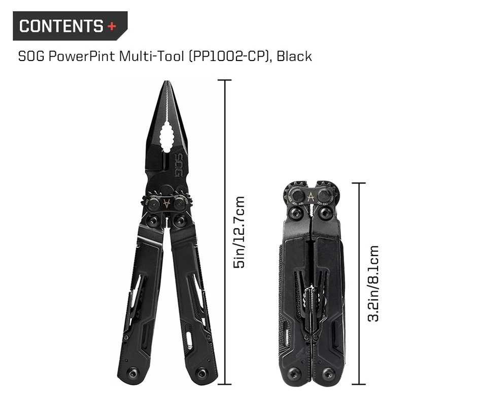 SOG 18 in 1 PowerPint Multitool Zange Klappmesser EDC Tragbares Multifunktionales Handwerkzeug für Camping, Angeln, Überleben und Reparaturen – Detail 4