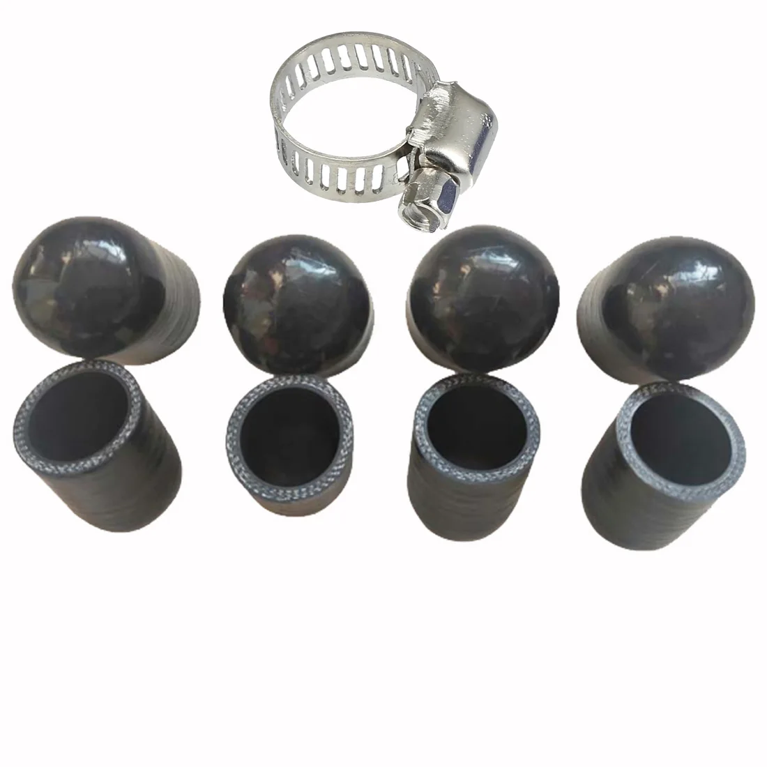 30mm Length Car Silicone Water Tube Cap Plug Car Air Intake Pipe Hose End Cap with Clamps Set 4/6/8/10/12/14/16/18/20/22/40mm ID