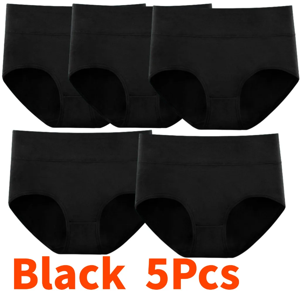 Black High Waist Panties Women Plus Size XL XXL 3XL 4XL 5XL Solid Brief 1/5Pcs Calzones Para Mujer Underwear Women трусы женские