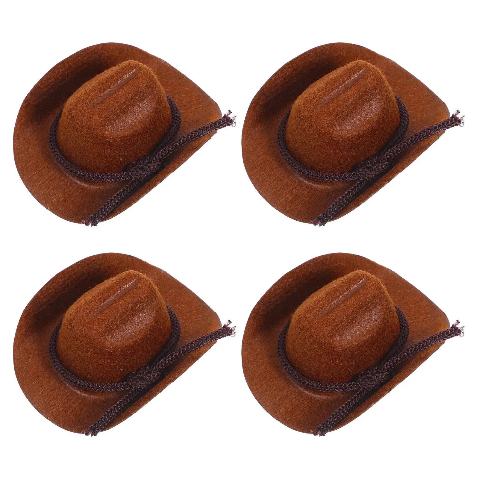 4Pcs Mini Flocked Cowboy Hats Western Style Miniature Hats for Craft Projects Birthday Party Decorations Miniature Cowboy Hat