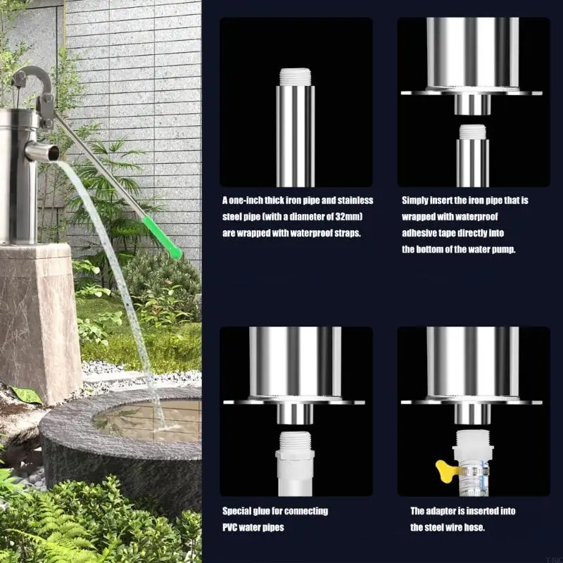 Heavy Duty Handheld Water Rusts Resistant Steel Manual Groundwater Metal for Outdoor Agriculture Maintenance Y4QC