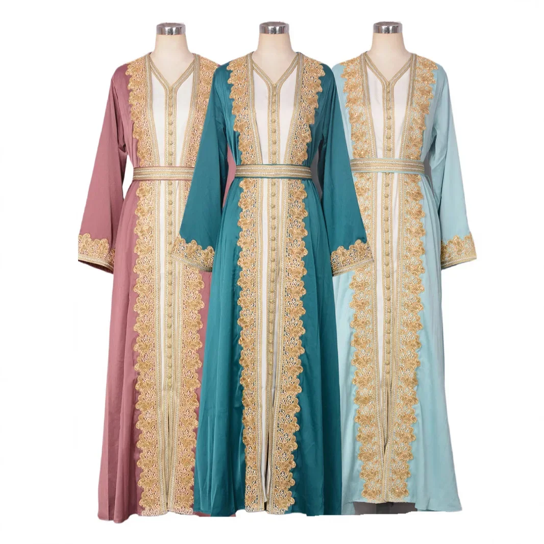 

Women's Long Middle Eastern Fashion Beaded Robe Two-piece Set New Party Evening Dress Muslim Dress Exotic Dress