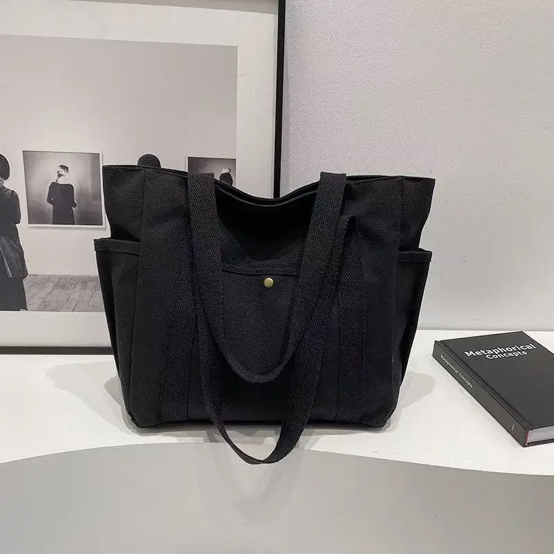 Canvas Shoulder Bag For Women Large Capacity Student Handbag_voghion.com