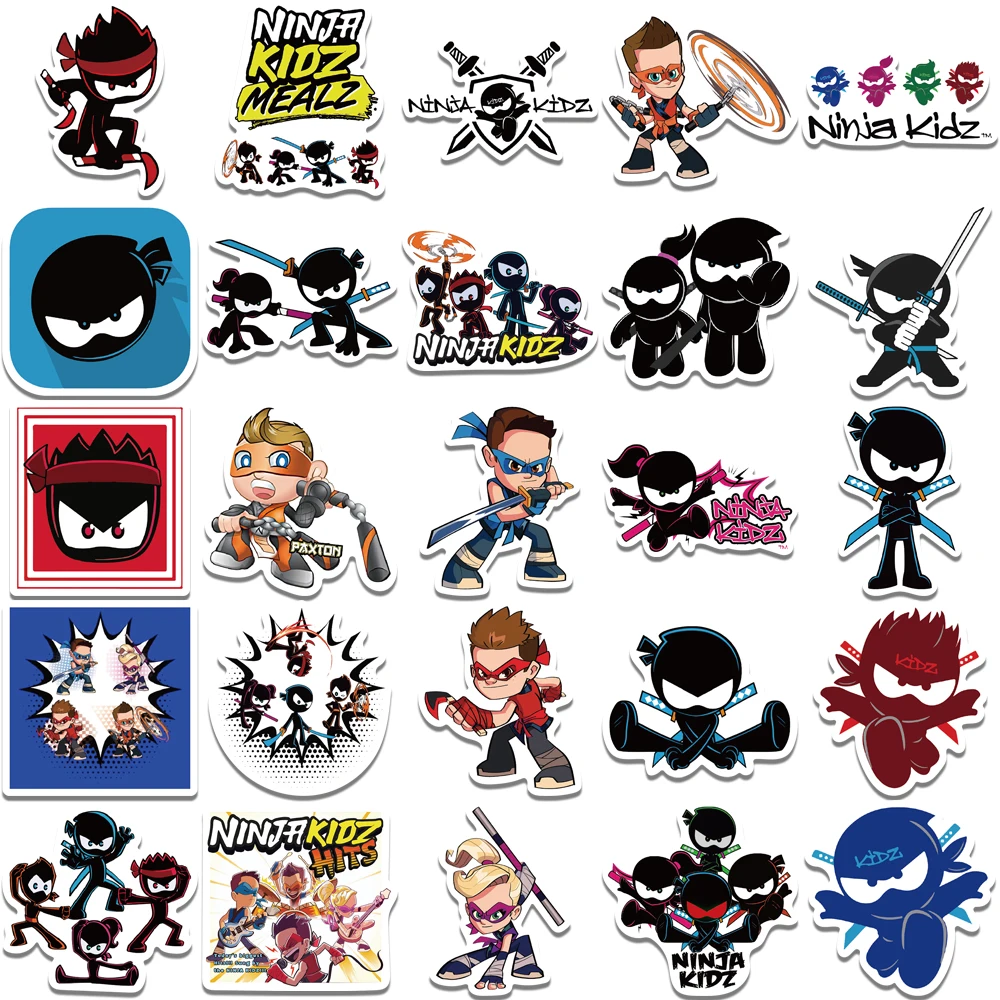 50Pcs Cute Ninja Stickers Cartoon Waterproof Decals for Laptop Guitar Bike Skateboard Luggage Phone Gift for Kids Birthday