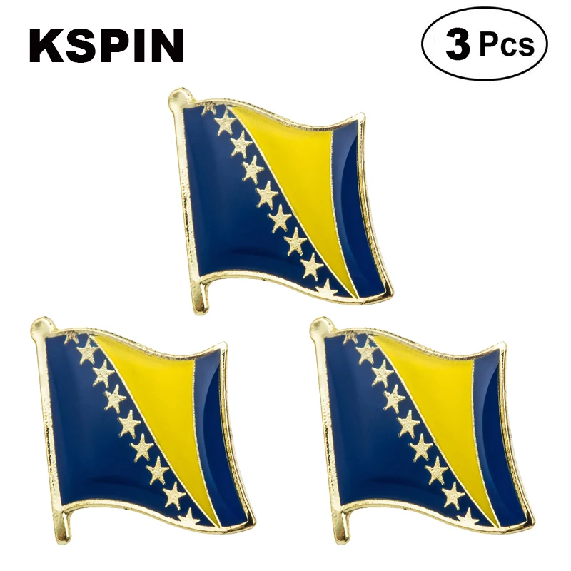 3pcs a lot Bosnia Flag Lapel Pins Badges Brooches