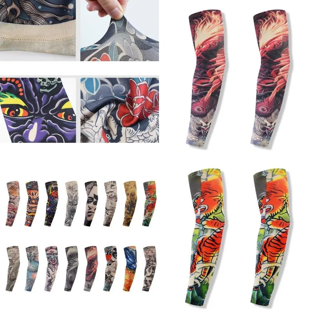 R1WE Fun Temporary Pattern Arm Stockings For Halloween Costume And Sports