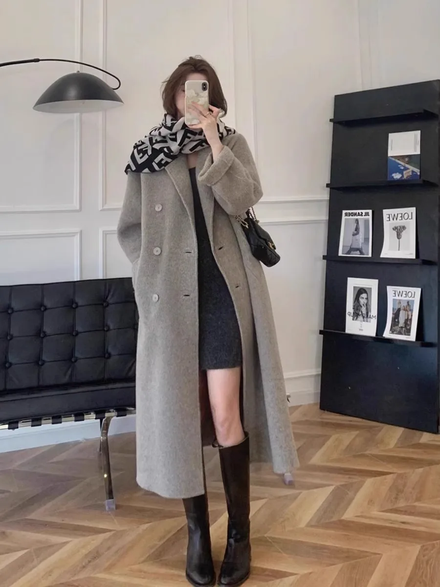 

Ele ey Long Over-Knee Camere Woolen Coat Women's 2025 Autumn Winter New Korean Sle Personali Woolen Trench Coat