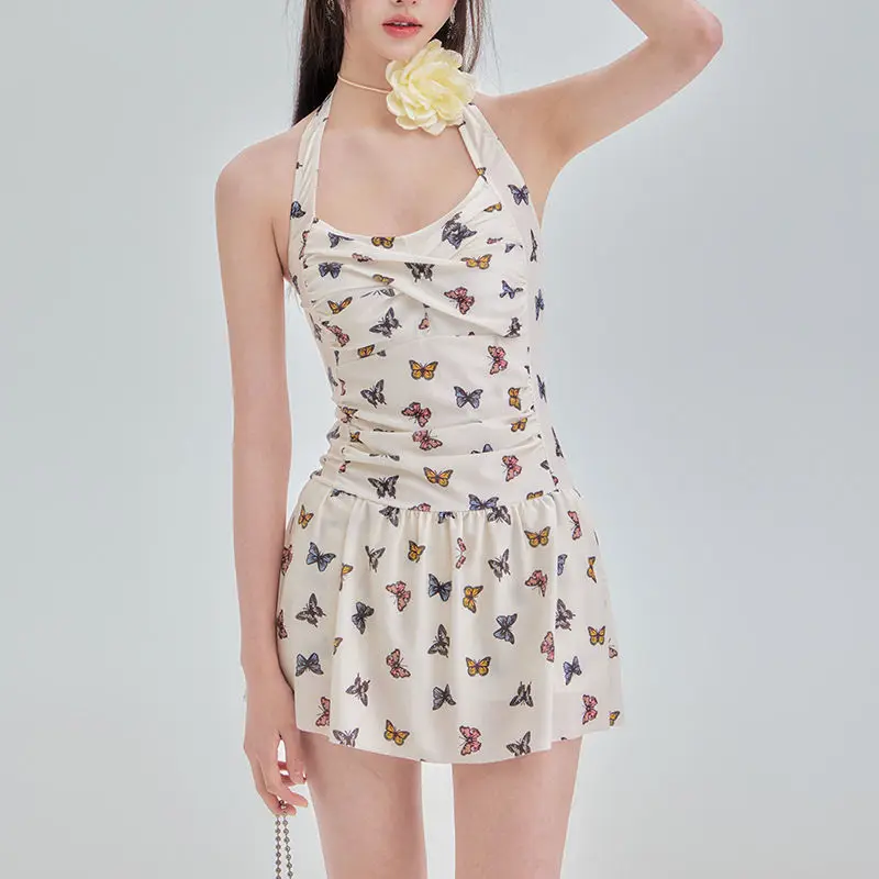 New Women's One-piece Flat Corner Conservative Korean Version of Hot Spring Small Fresh Skirt Swimsuit