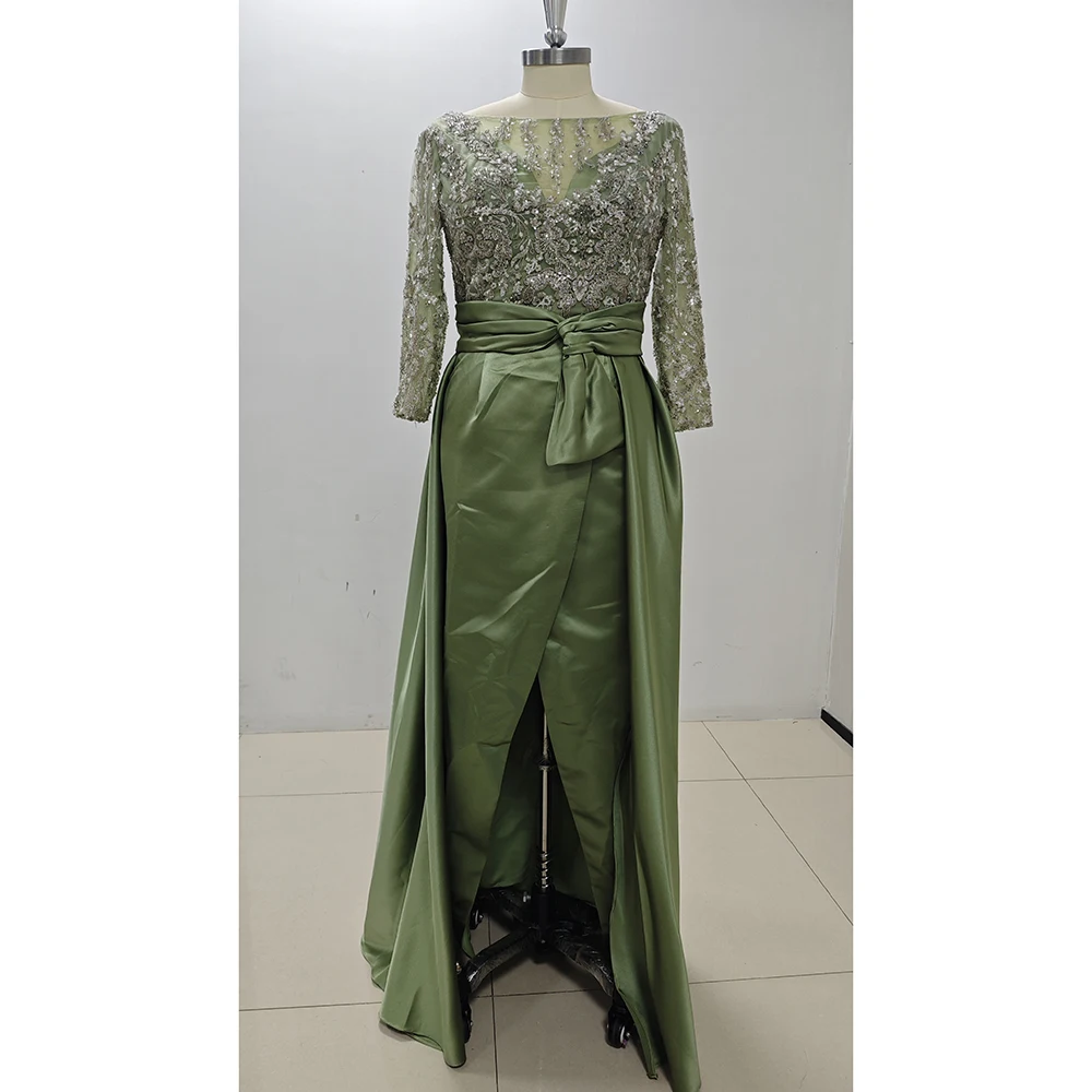 Elegant Groen Satijn Vrouwen Formele Avondfeest Jurken Sexy Backless Vloerlengte Zijsplit Sweetheart Slimme Vrouwelijke Prom Jassen