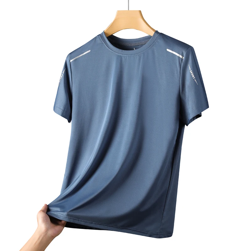 CHRLCK Heren Running Sneldrogende T-shirts Ademend Wandelen Vissen Tees Zachte Elasticiteit Outdoor Sport Kort Shirt Zomer