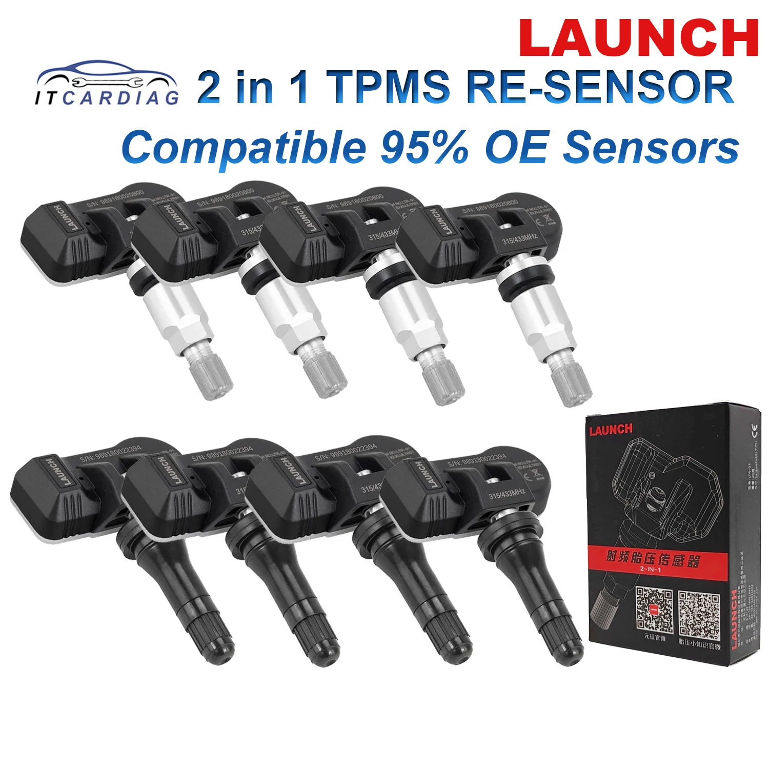 

LAUNCH X431 2 In 1 TPMS RF-Sensor 315 & 433MHz Automotive Car Tire Pressure Repair Tool Support Tire Pressure Programming