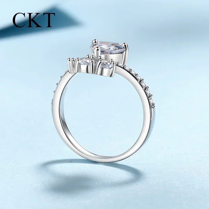 18K White Gold Moissanite Ring for Women Love Bouquet Women's Rings Elegant Atmosphere Holiday Gift for Girlfriend Fine Jewelry