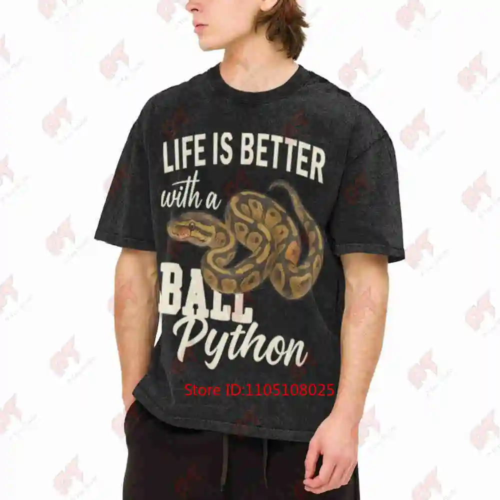 Ball Python Snake Lover Reptile Exotic Animal Herpetology Vintage Washed Tee Pure Cotton T-Shirt