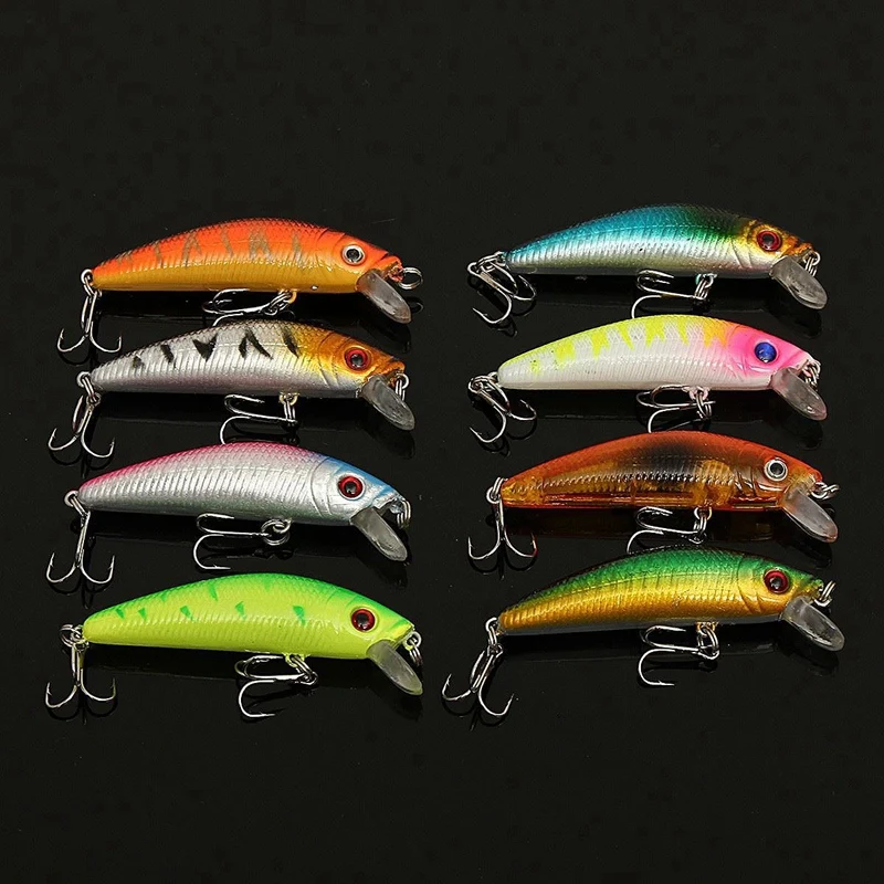 56Pcs/Set Mixed Models Fishing Lures Minnow Lure Lifelike Artificial Crank Baits Tackle Treble Hooks Kit