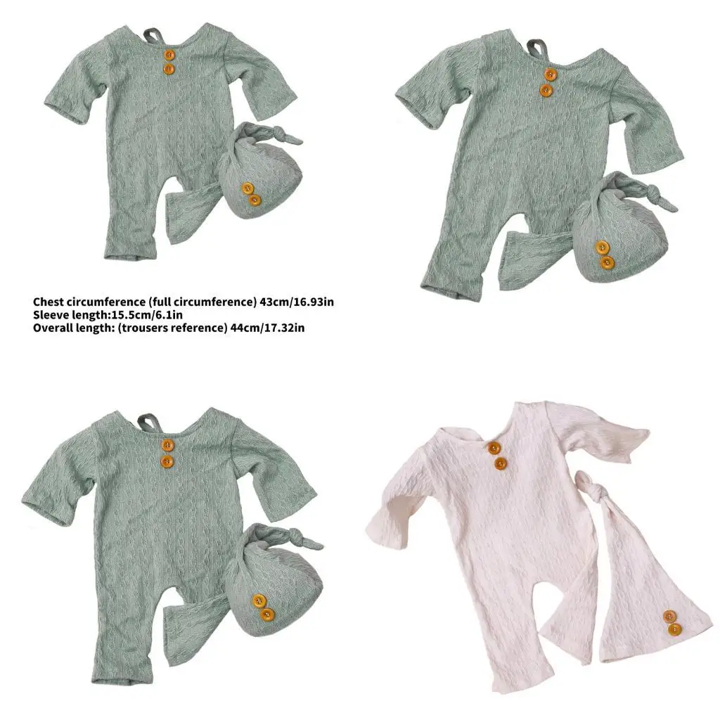 u13f التصوير الفوتوغرافي للأطفال وضع قبعة متماسكة مريحة وسروال تمتد لالتقاط صور الرضع