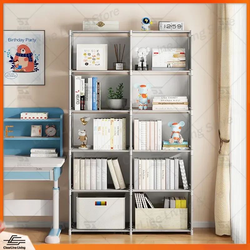 Simple Floor to Ceiling Bookshelf Student Children Storage Rack Against Wall Shelf Cabinet Assemble Storage Unit for Home