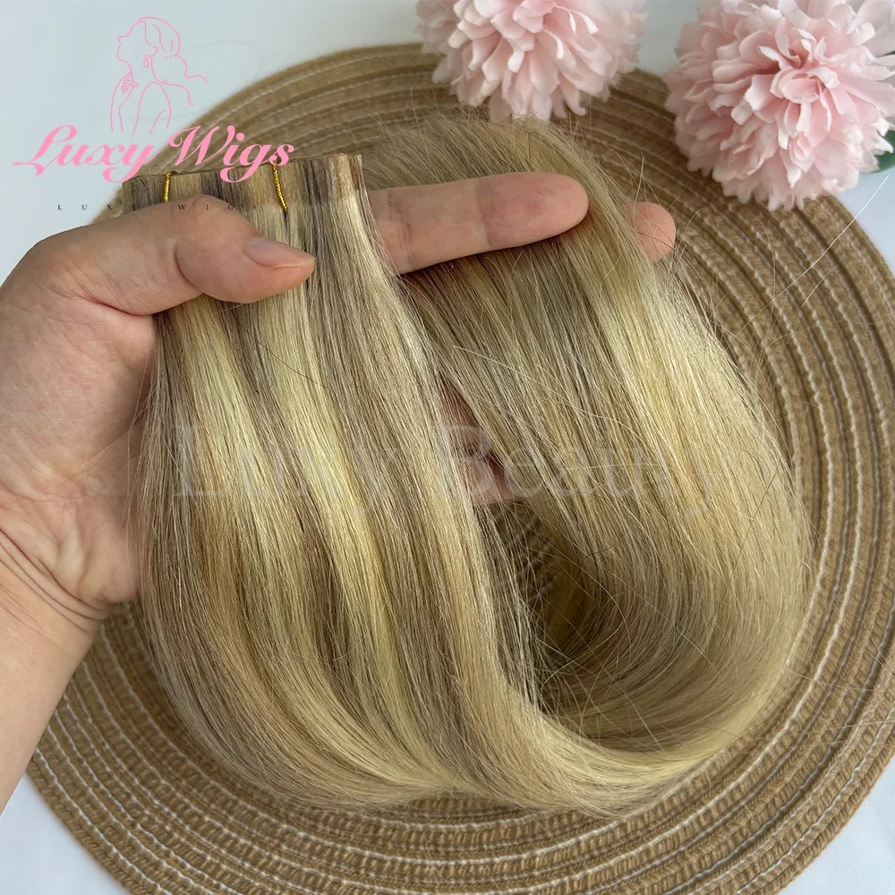 

Balayge Blonde Long PU Tape Weft Human Hair Extensions PU Skin Weft Tape in Hair Extensions Без клея Человеческие волосы для тонких волос