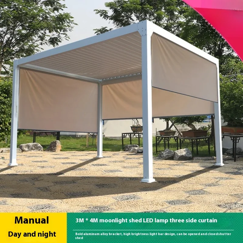 

Modern Bioclimatic Aluminum Pergolas Electric Louvred Patio Systems Outdoor Waterproof Alloy Courtyard Pavilion