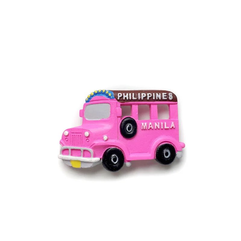 

Philippines Manila Iconic Jeepney Bus Landmark 3D Resin Fridge Magnet, Cute Magnets Imanes Nevera for Home Decor Items