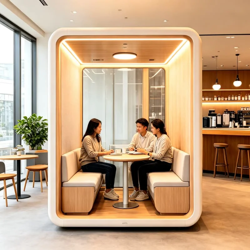 Team Meeting Booth Soundproof Acoustic Pod Office Cabin For Collaborative Work Group Discussion Customized Sound Recording Booth