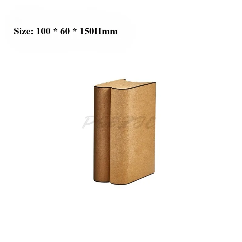 1pc New Chinese Style Wooden Leather Book Stand Decoration Office Living Room Sales Office Model Room Soft Decoration