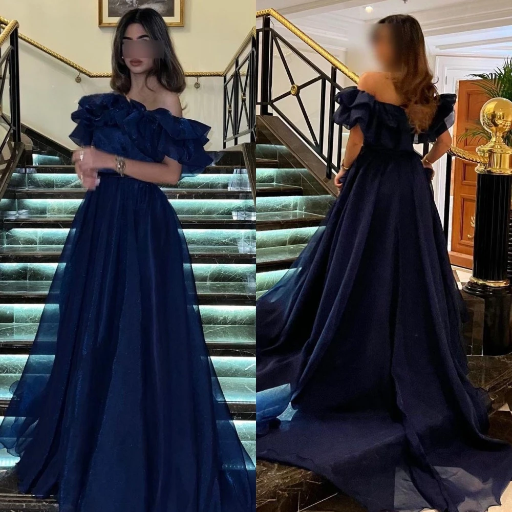 Customized Prom Dresses Retro Elegant Off-the-shoulder A-line Contoured Organza Formal Occasion Gown Vestido Elegante Para Mujer