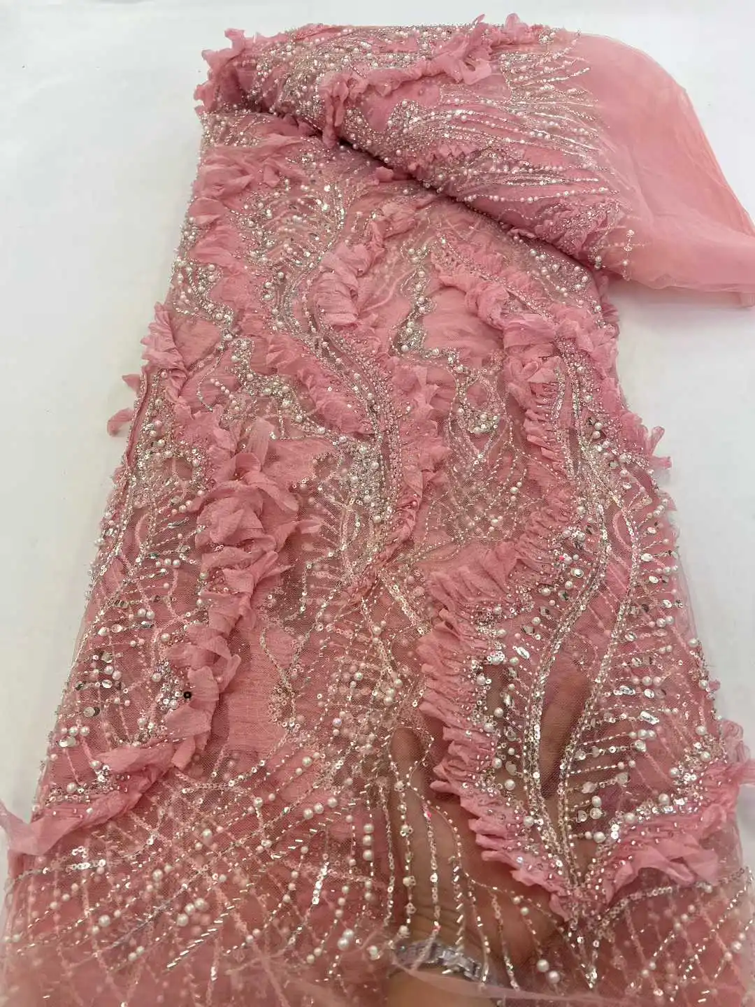 

Африканское кружевное полотно из тюля с бисером 2026 года, французское свадебное кружево с пайетками, нигерийское роскошное кружевное полотно из тюля с пайетками для платьев