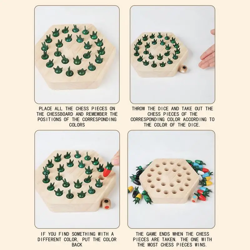 Juego educativo de clasificación de colores, juego de memoria con forma de zanahoria de madera, juguete de desarrollo temprano Montessori, juegos de mesa de ajedrez educativos