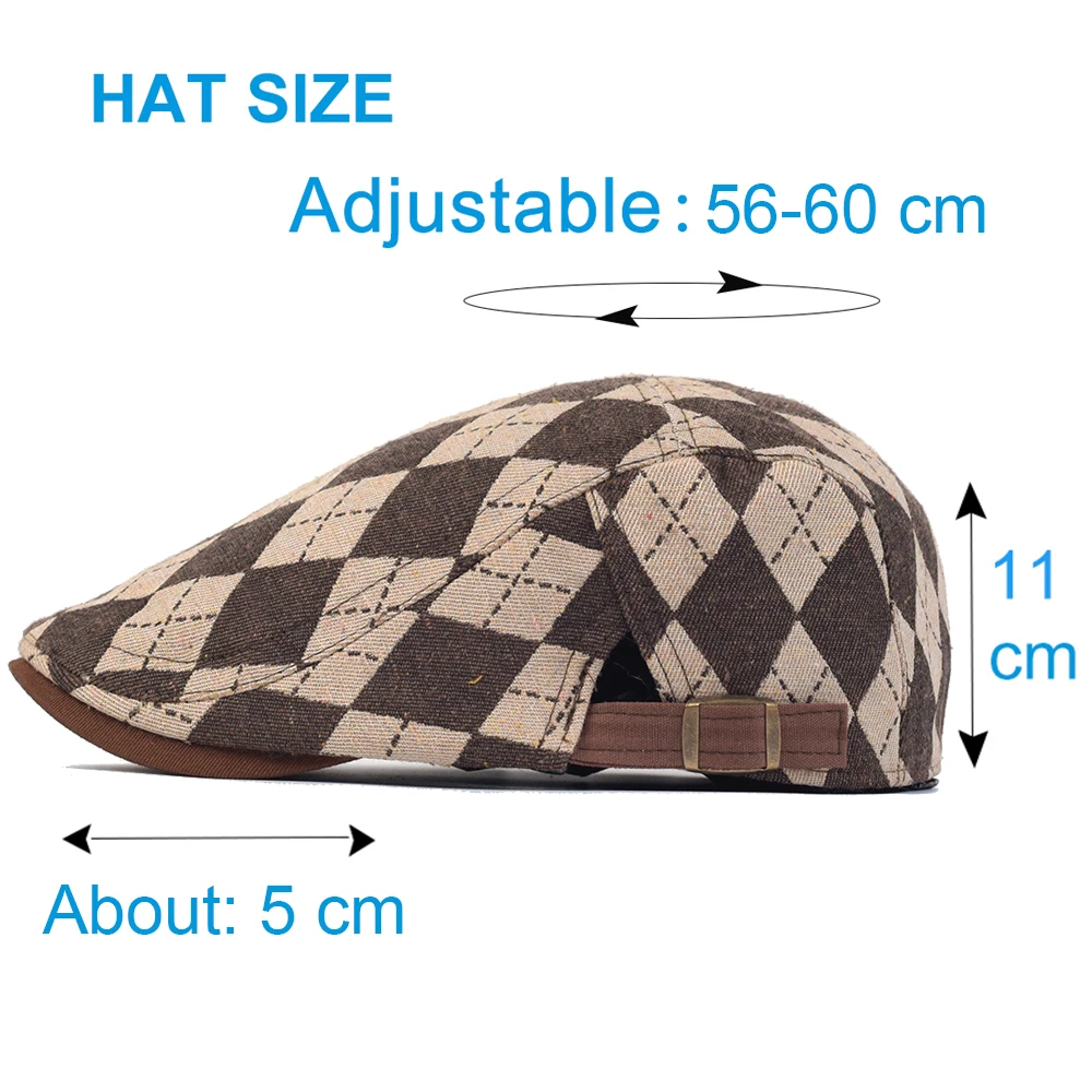 Vintage Newsboy Hats for Men Women Lattice Flat Cap Cotton Adjustable Breathable Irish Cabbie Ivy Driving Gatsby Hunting Hat