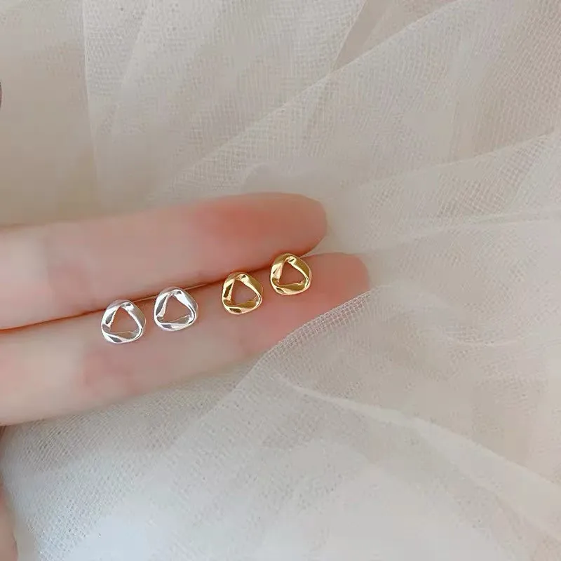 Lovely Small Earrings Piercings Wing Heart Stud Earrings For Women Gold Color 925 Silver Needles Ear Stud Jewelry For Teen Gift