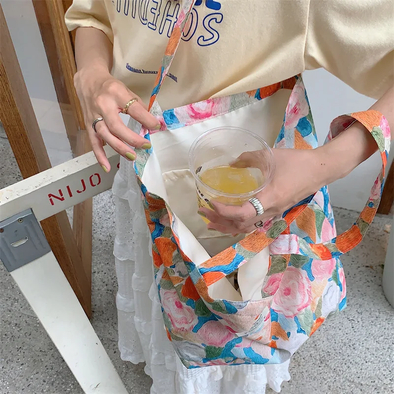 Youda borsa a tracolla in tessuto di cotone moda nuovo stile per donna borsa floreale Vintage borse Shopper di grande capacitร Casual