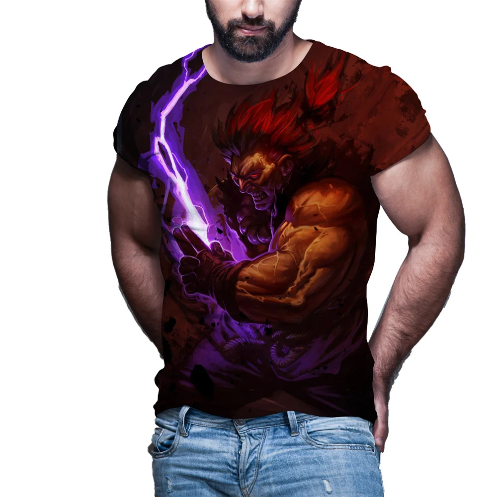 3D Printed Street Fighter Men Short Sleeved T-shirt, Round Neck Shirt, Plus Size, New