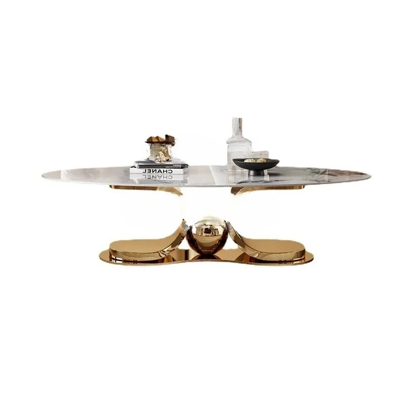

Stone Plate Coffee Table Combination Oval Modern Minimalist Living Room Home TV Cabinet